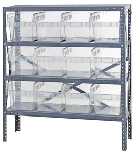 Clear View Store-Max 8" Shelf Bin Steel 1839-SB808CL