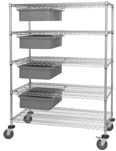 Clear-View Dividable Grid Transport Bin Carts WRC5-63-2436-93060CL