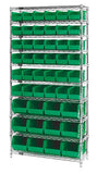 14"W x 36"L x 74"H, 10 Shelf Unit