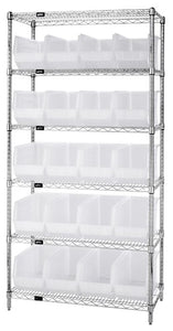 18"W x 36"L x 74"H, 6 Shelf Unit W/ 20 Bins