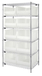 24"W x 36"L x 74"H 6 SHELF UNIT WR6-954CL CLEAR-VIEW CHROME WIRE UNITS WITH HULK 24" CONTAINERS