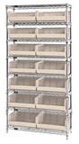 14"W x 36"L x 74"H, 8 Shelf Unit W/14 Bins