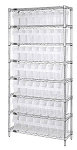 WIRE SHELVING UNITS WITH CLEAR-VIEW STORE-MAX 8" SHELF BINS WR8-803CL