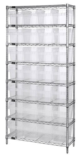 WIRE SHELVING UNITS WITH CLEAR-VIEW STORE-MAX 8