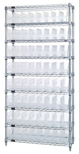 WIRE SHELVING UNITS WITH CLEAR-VIEW STORE-MORE SHELF BINS WR9-203CL
